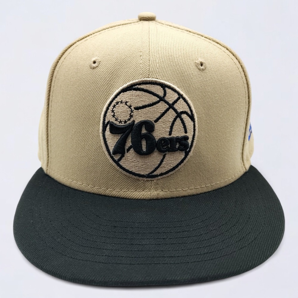 Philadelphia 76ers Hat Cap Snapback Beige Black New Era 9Fifty Wide Bill NBA